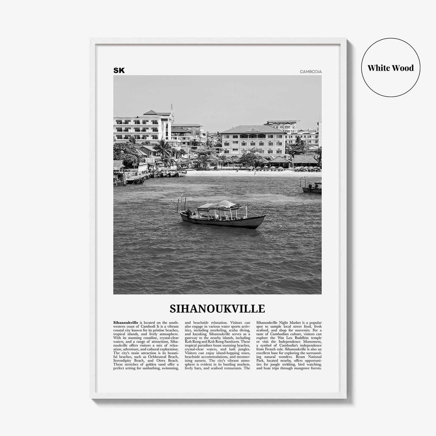 Sihanoukville Print Black and White, Sihanoukville Wall Art, Sihanoukville Poster, Sihanoukville Photo, Sihanoukville Wall Décor, Cambodia
