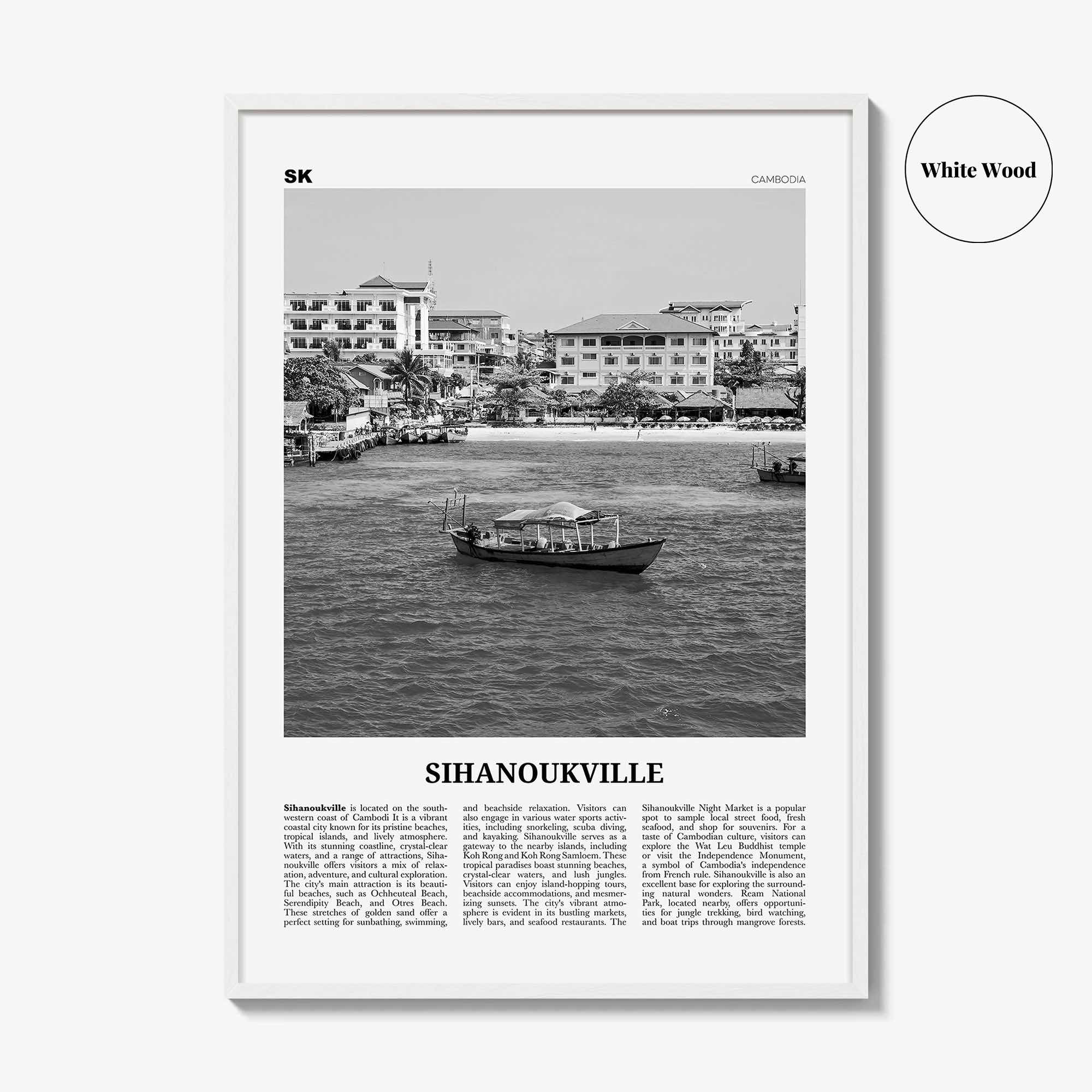 Sihanoukville Print Black and White, Sihanoukville Wall Art, Sihanoukville Poster, Sihanoukville Photo, Sihanoukville Wall Décor, Cambodia