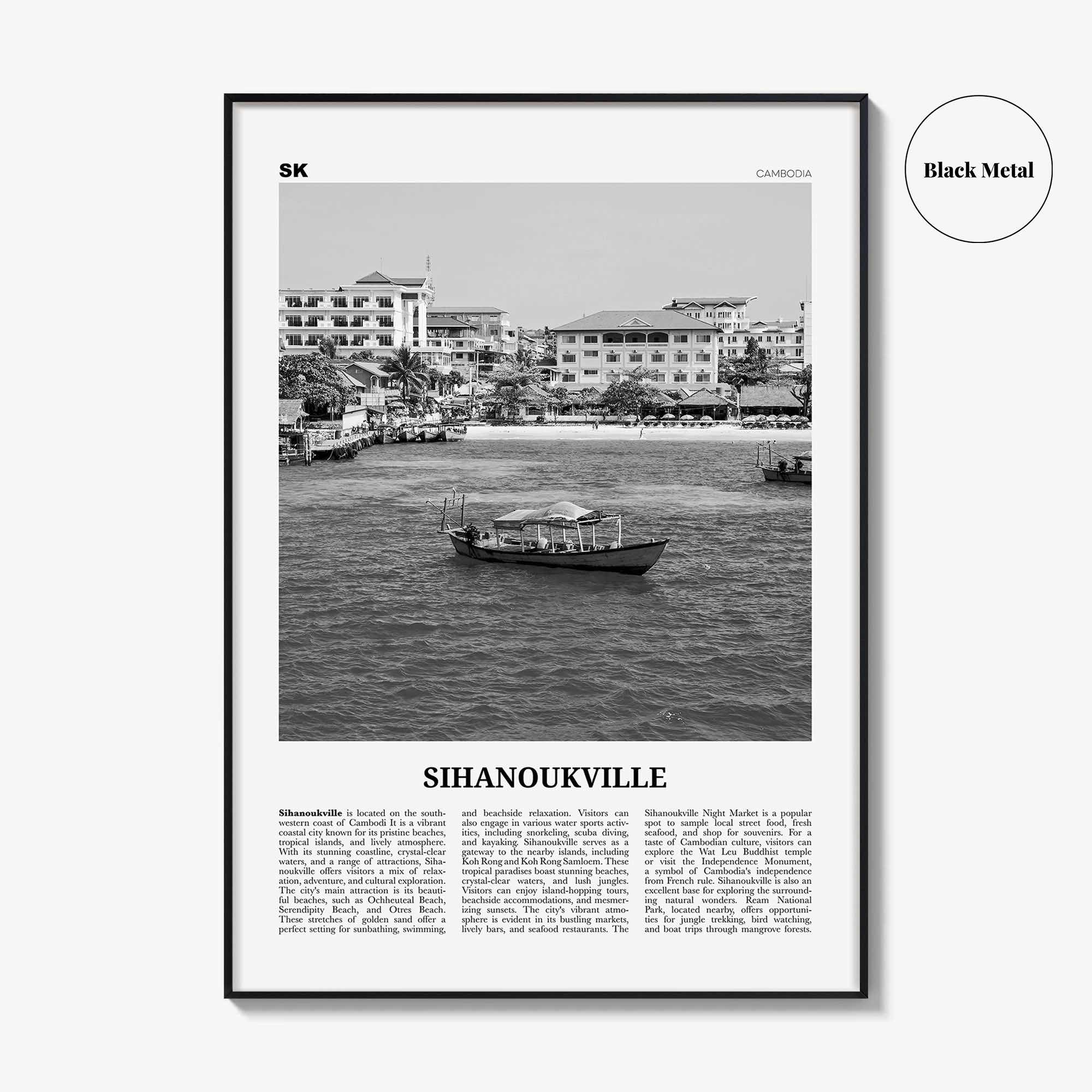 Sihanoukville Print Black and White, Sihanoukville Wall Art, Sihanoukville Poster, Sihanoukville Photo, Sihanoukville Wall Décor, Cambodia