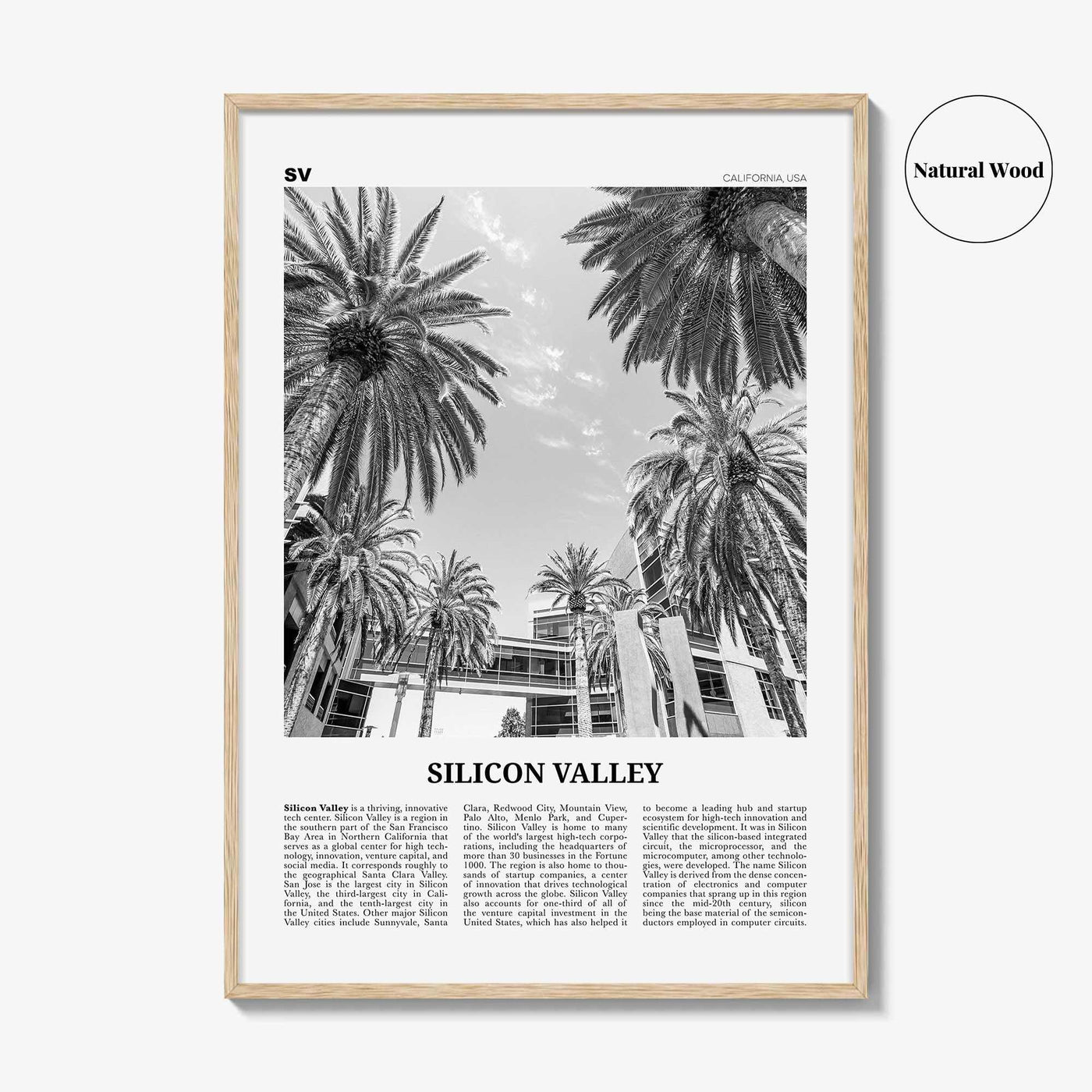 Silicon Valley Print Black and White, Silicon Valley Wall Art, Cupertino, Mountain View, California, USA, United States, North America