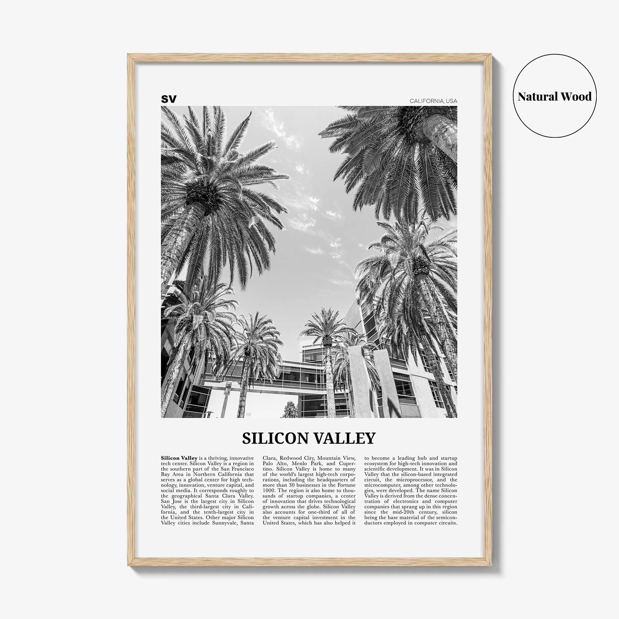 Silicon Valley Print Black and White, Silicon Valley Wall Art, Cupertino, Mountain View, California, USA, United States, North America
