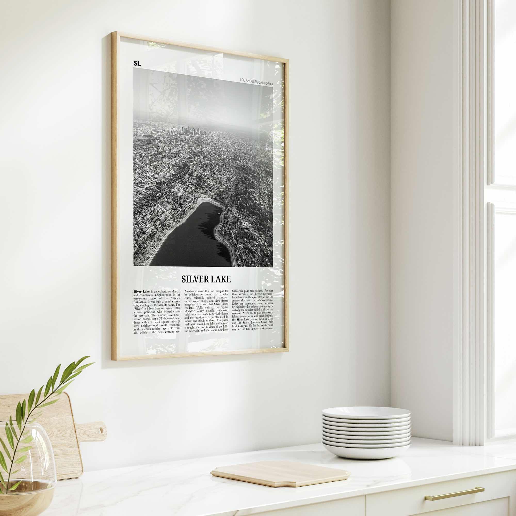 Silver Lake Print Black and White Los Angeles, Silver Lake Wall Art, Silver Lake Poster, Silver Lake Photo, California, USA, United States
