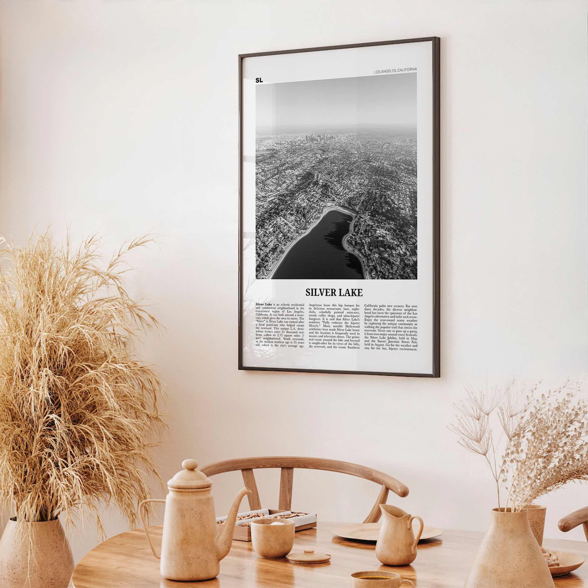 Silver Lake Print Black and White Los Angeles, Silver Lake Wall Art, Silver Lake Poster, Silver Lake Photo, California, USA, United States