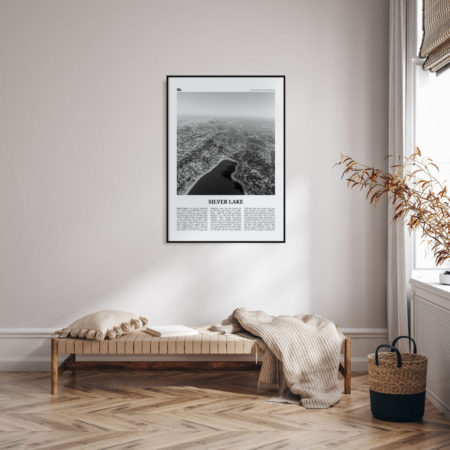 Silver Lake, Los Angeles Travel B&W Poster