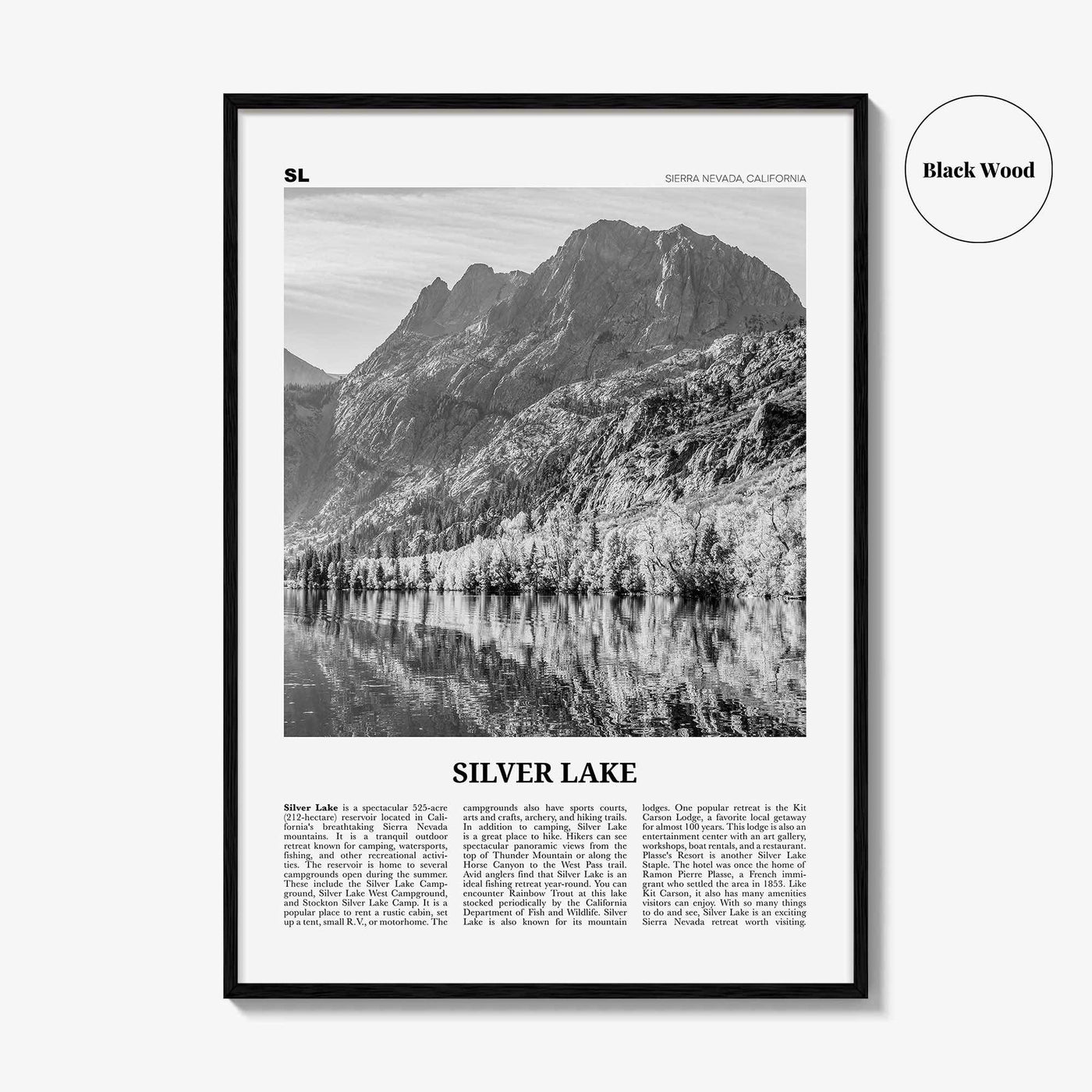 Silver Lake Print Black and White Sierra Nevada, Silver Lake Wall Art, Silver Lake Poster, Silver Lake Photo, Silver Lake Décor, California