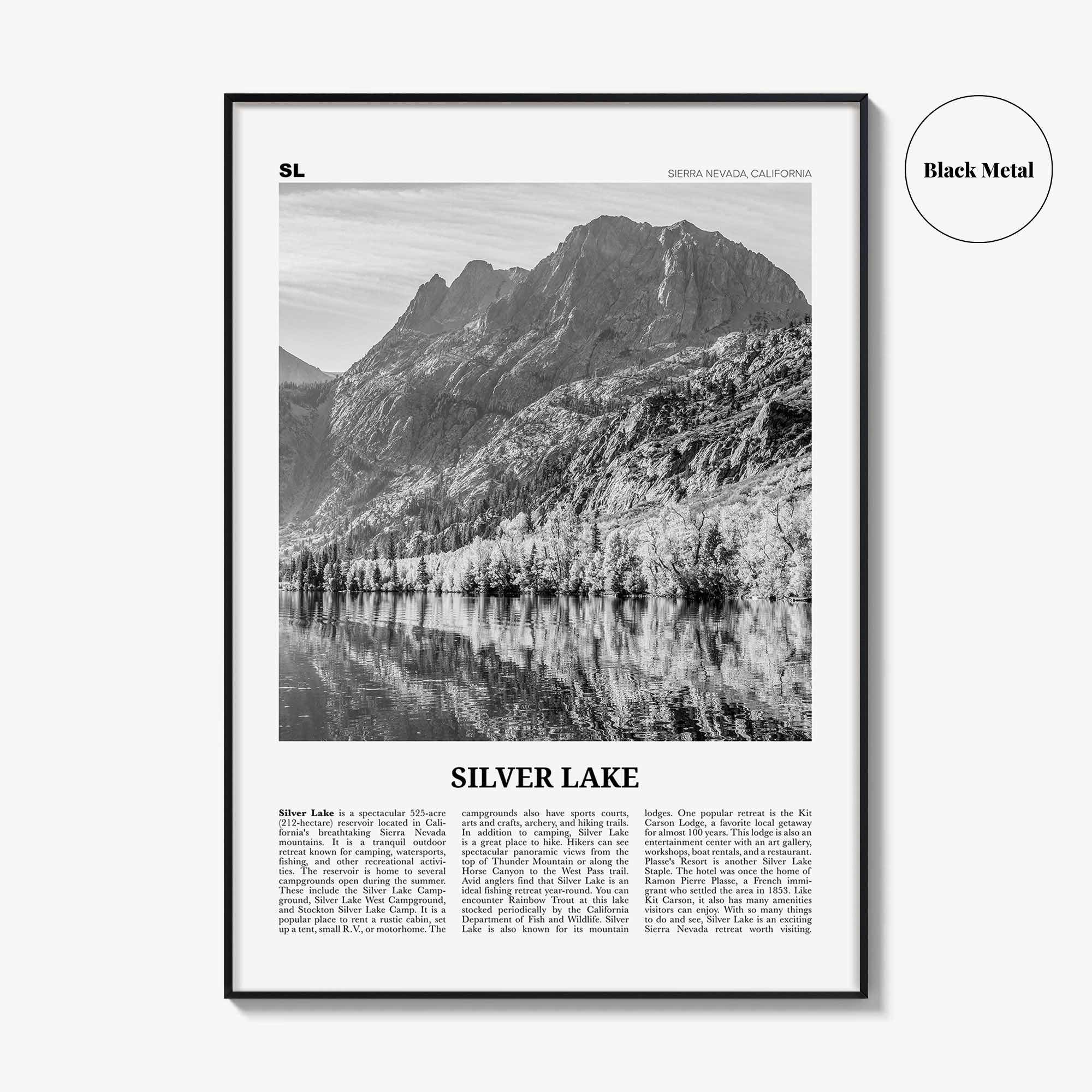 Silver Lake Print Black and White Sierra Nevada, Silver Lake Wall Art, Silver Lake Poster, Silver Lake Photo, Silver Lake Décor, California
