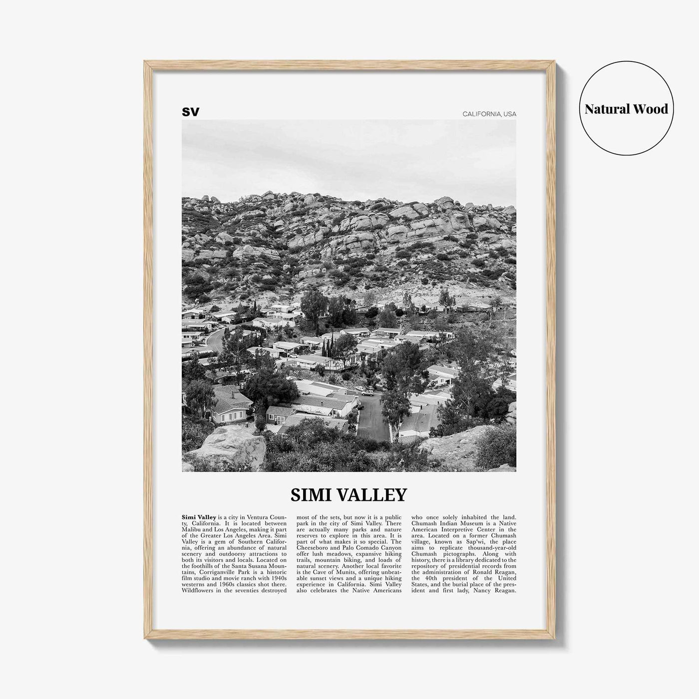 Simi Valley Print Black and White, Simi Valley Wall Art, Simi Valley Poster, Simi Valley Photo, Simi Valley Map, Simi Valley Wall Decor