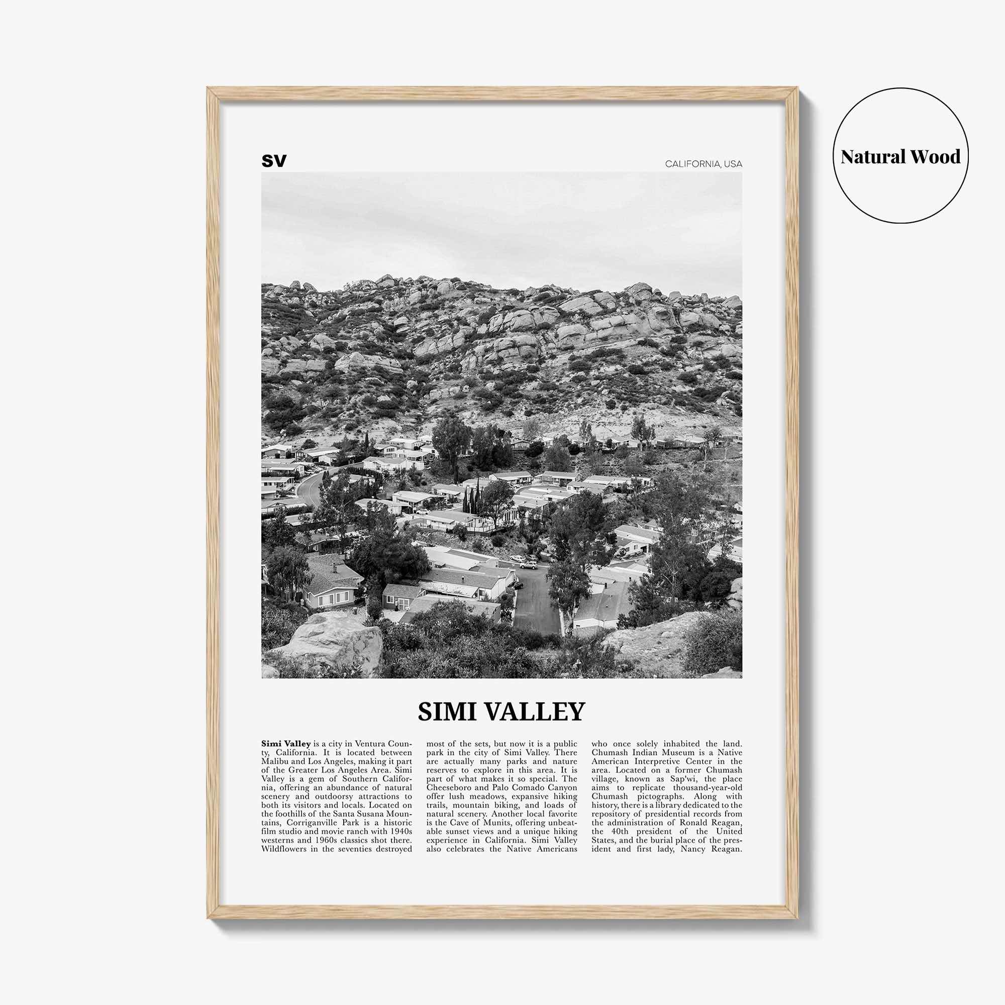 Simi Valley Print Black and White, Simi Valley Wall Art, Simi Valley Poster, Simi Valley Photo, Simi Valley Map, Simi Valley Wall Decor