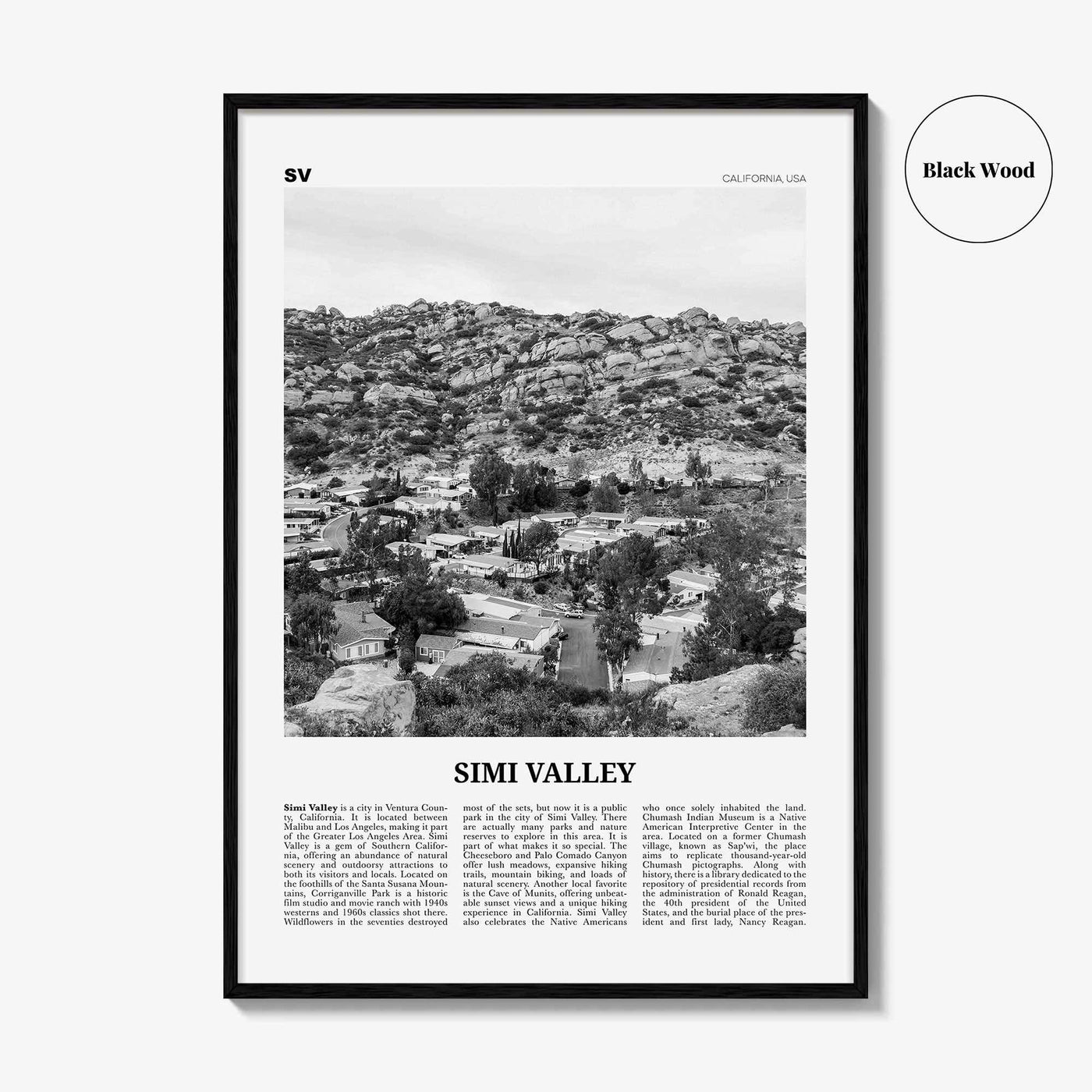 Simi Valley Print Black and White, Simi Valley Wall Art, Simi Valley Poster, Simi Valley Photo, Simi Valley Map, Simi Valley Wall Decor