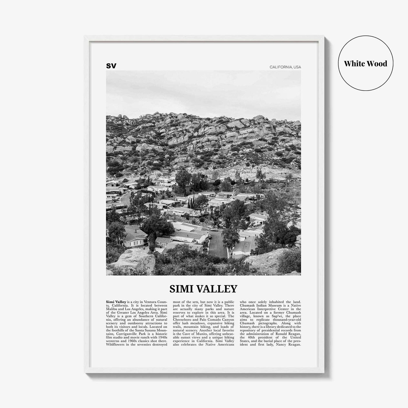Simi Valley Print Black and White, Simi Valley Wall Art, Simi Valley Poster, Simi Valley Photo, Simi Valley Map, Simi Valley Wall Decor