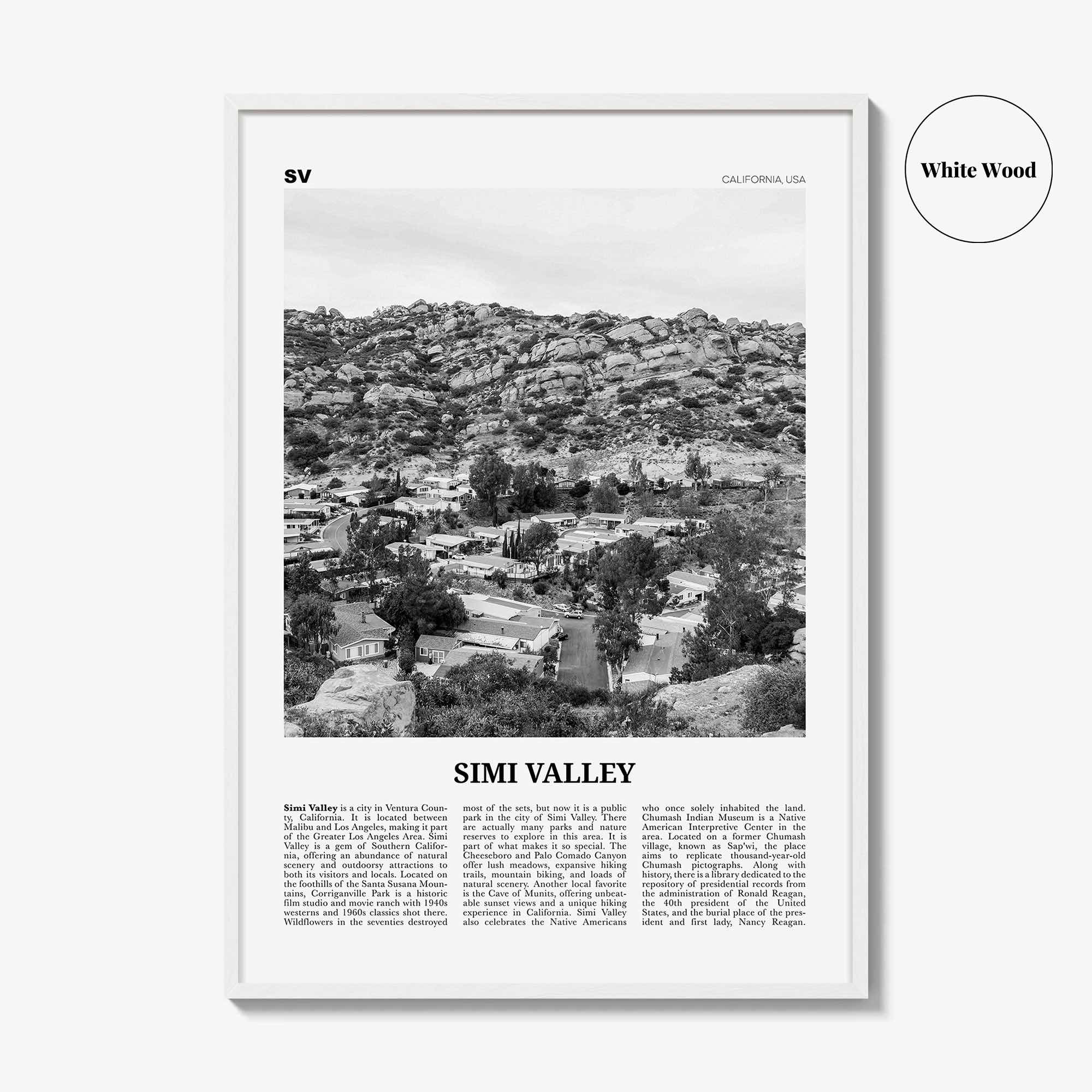 Simi Valley Print Black and White, Simi Valley Wall Art, Simi Valley Poster, Simi Valley Photo, Simi Valley Map, Simi Valley Wall Decor