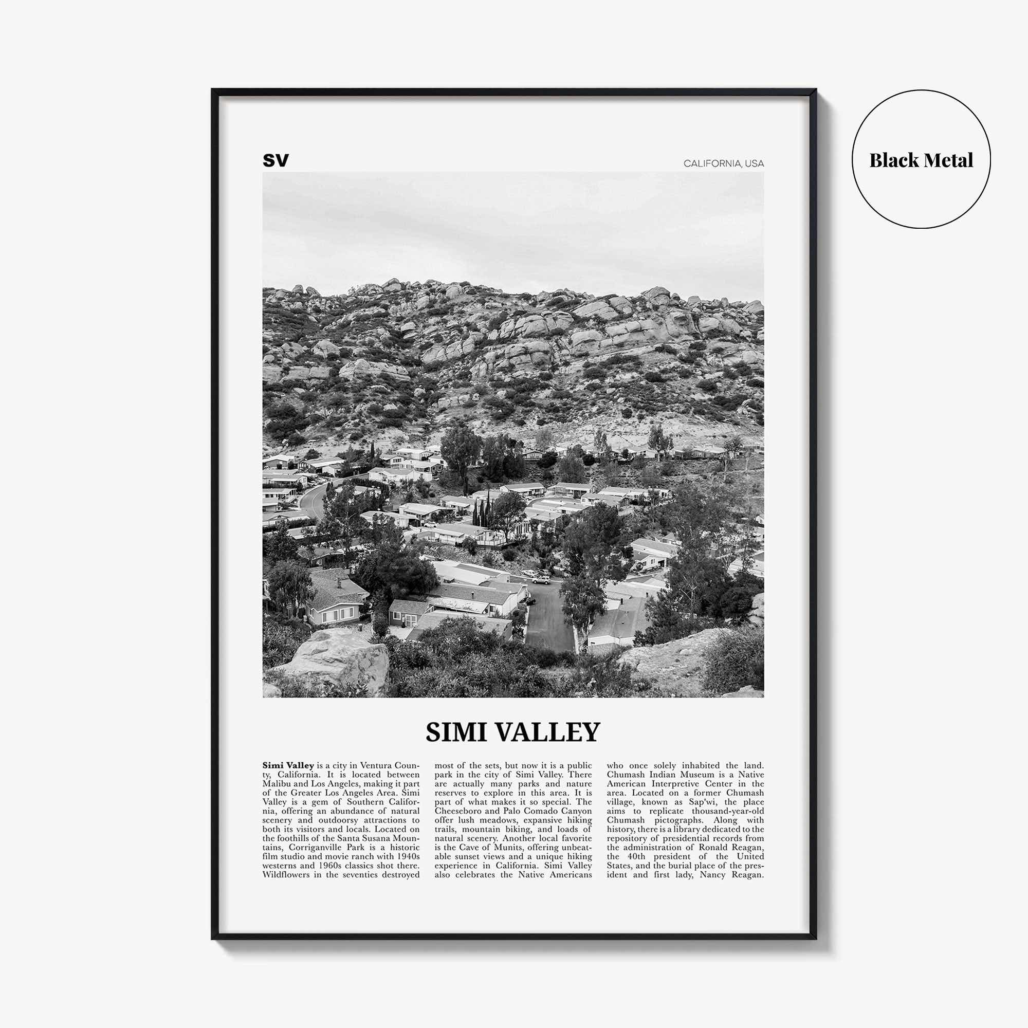 Simi Valley Print Black and White, Simi Valley Wall Art, Simi Valley Poster, Simi Valley Photo, Simi Valley Map, Simi Valley Wall Decor