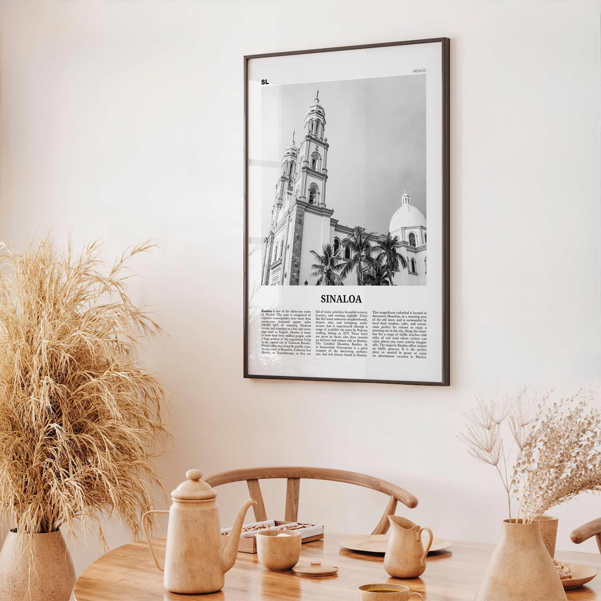 Sinaloa Print Black and White, Sinaloa Wall Art, Sinaloa Poster, Sinaloa Photo, Sinaloa Map, Mexico