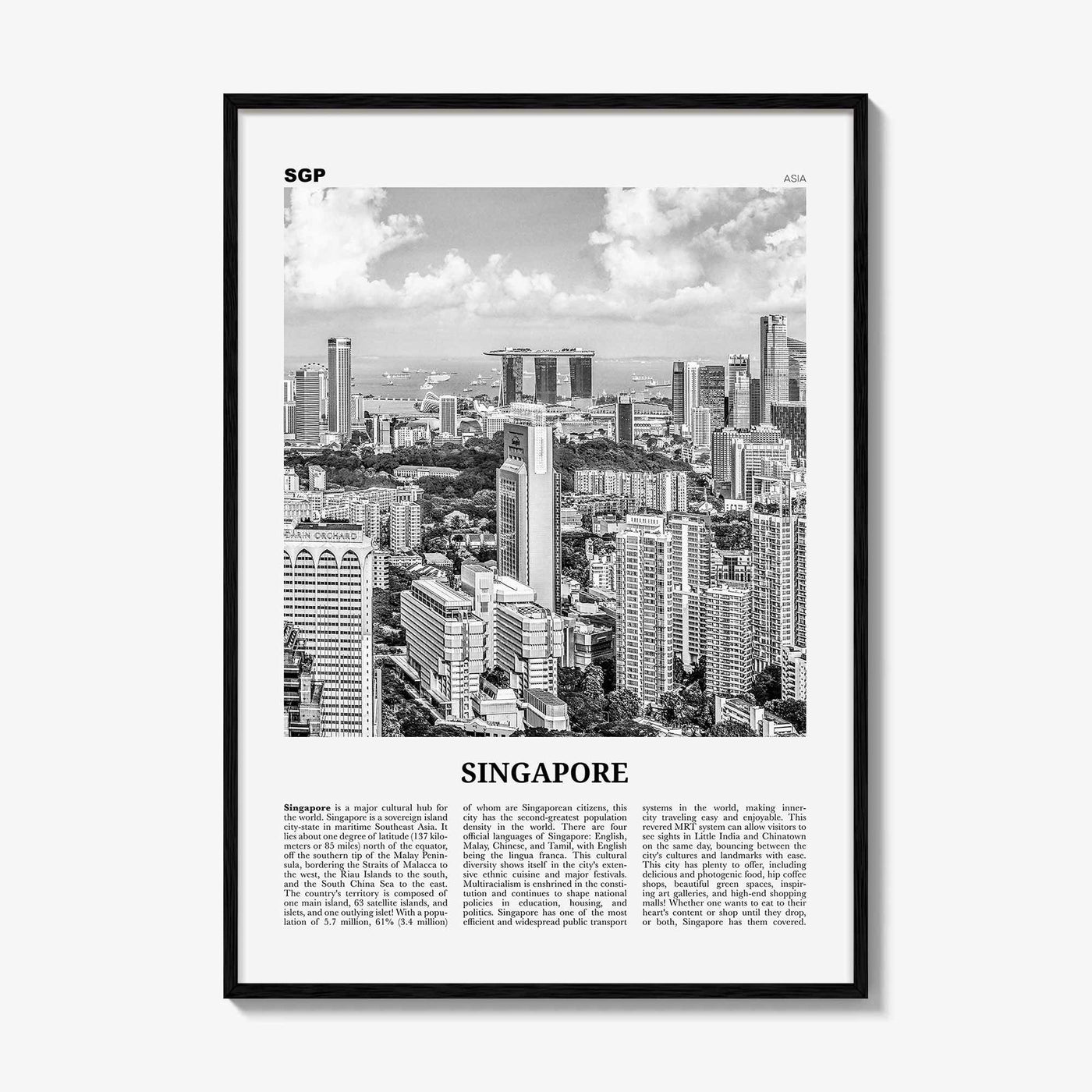 Singapore Print Black and White No 1, Singapore Wall Art, Singapore Poster, Singapore Photo, Singapore Wall Decor, Malay, Malaysia, Asia