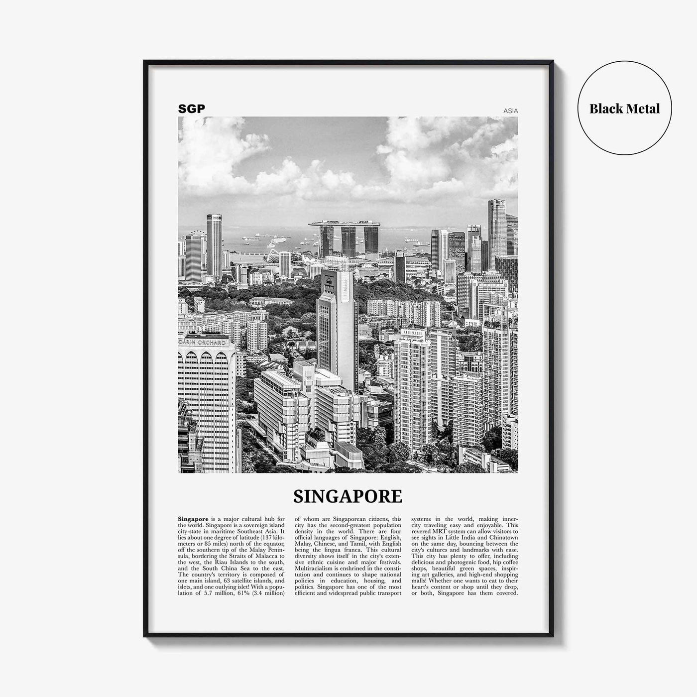 Singapore Print Black and White No 1, Singapore Wall Art, Singapore Poster, Singapore Photo, Singapore Wall Decor, Malay, Malaysia, Asia
