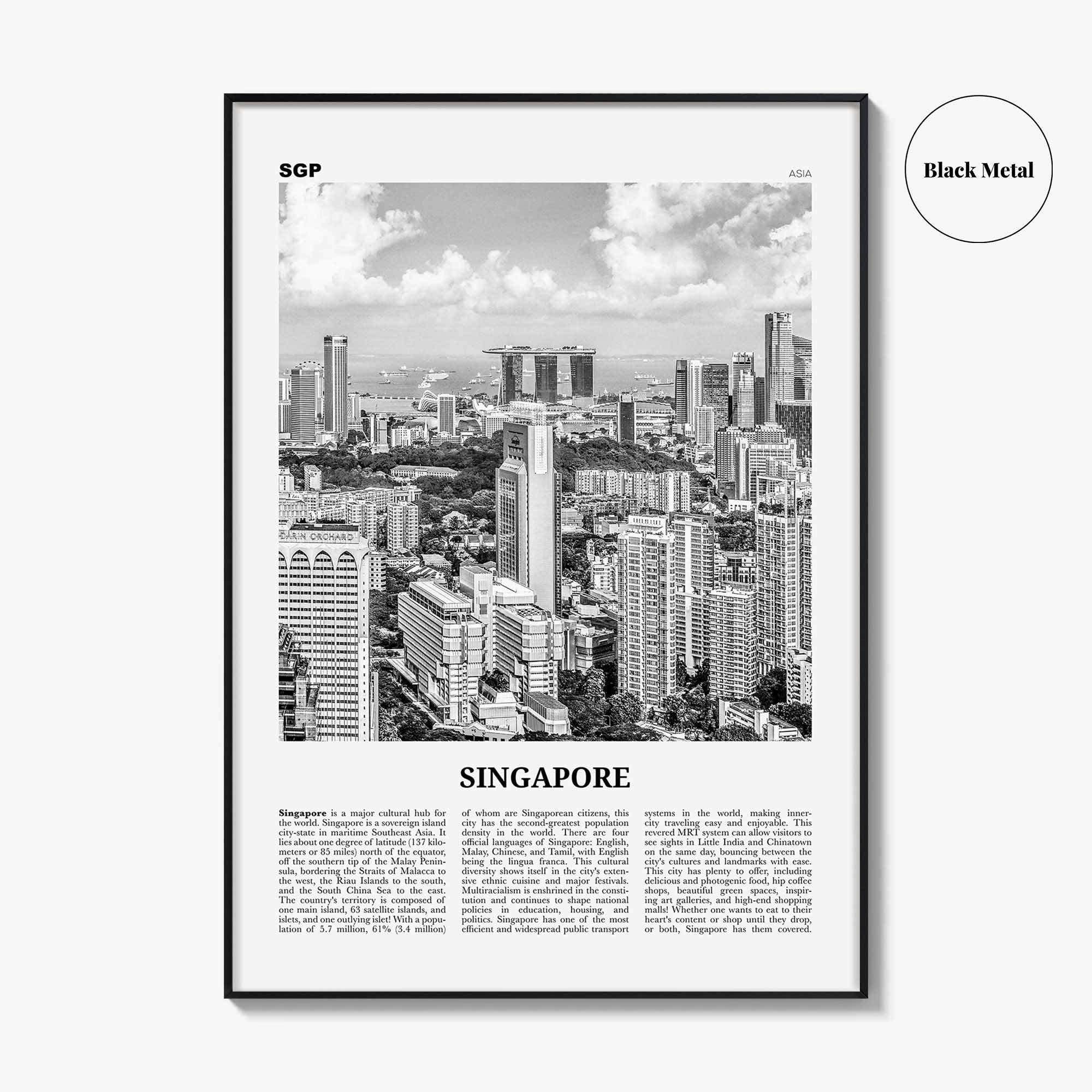 Singapore Print Black and White No 1, Singapore Wall Art, Singapore Poster, Singapore Photo, Singapore Wall Decor, Malay, Malaysia, Asia