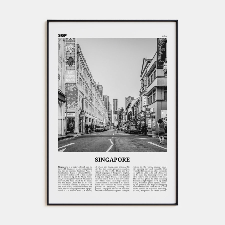 Singapore Travel B&W No 2 Poster