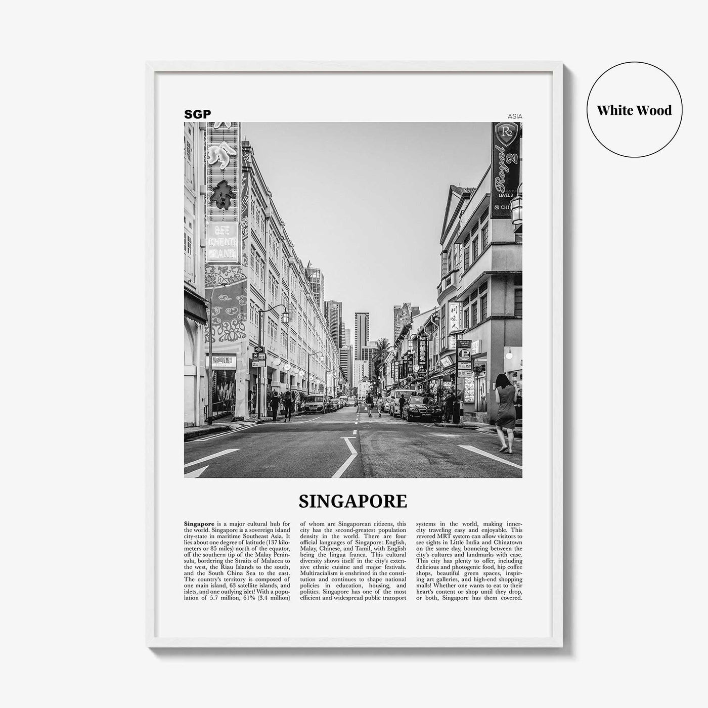 Singapore Print Black and White No 2, Singapore Wall Art, Singapore Poster, Singapore Photo, Singapore Wall Decor, Malay, Malaysia, Asia