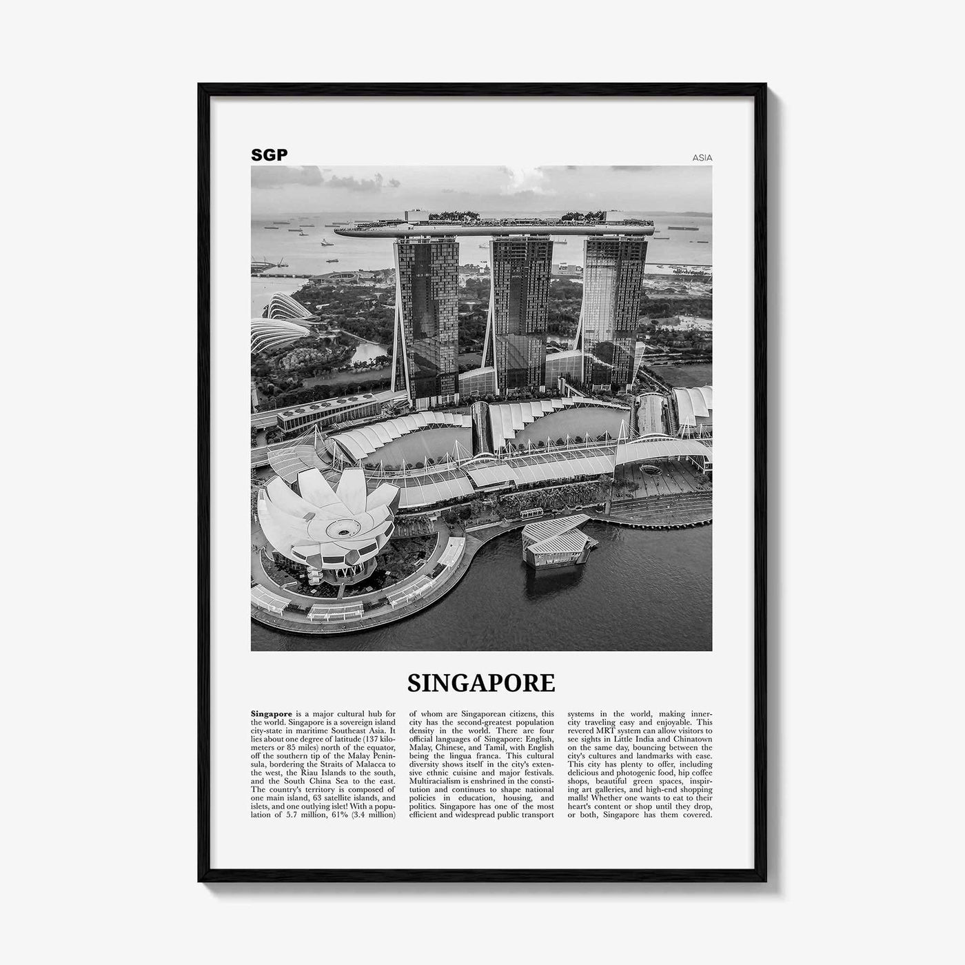 Singapore Print Black and White No 3, Singapore Wall Art, Singapore Poster, Singapore Photo, Singapore Wall Decor, Malay, Malaysia, Asia