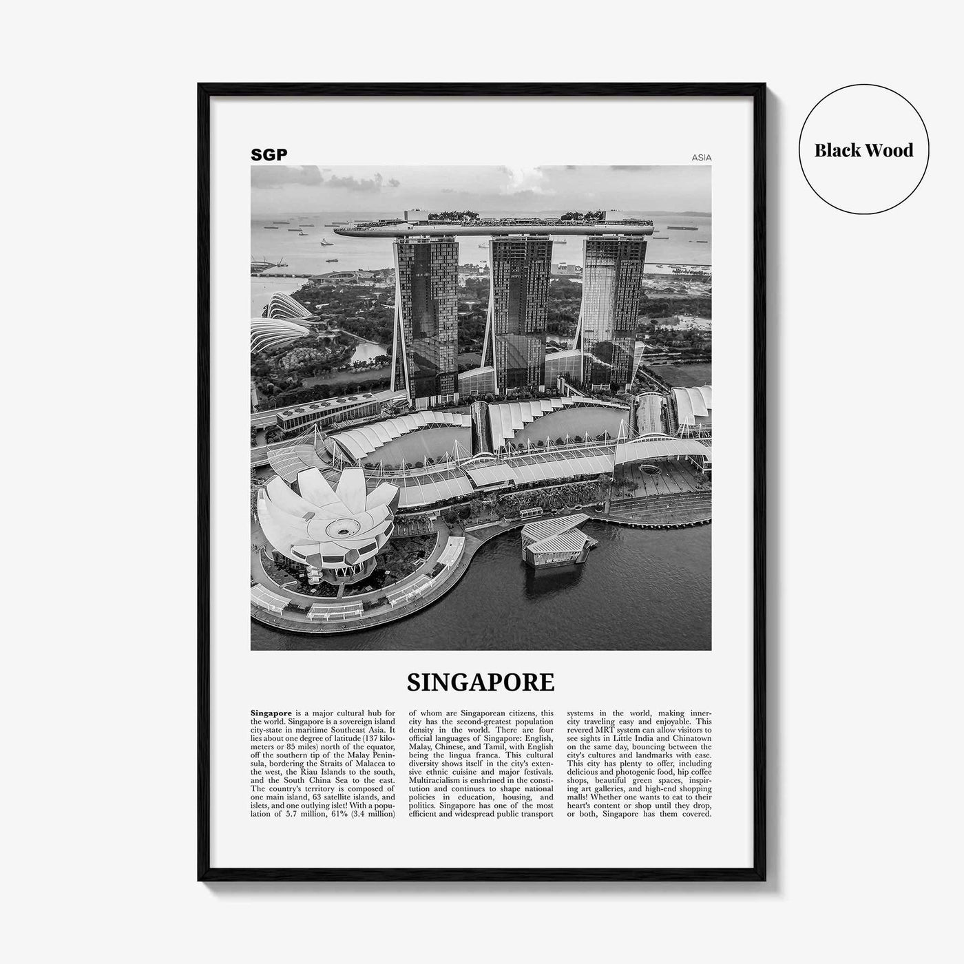 Singapore Print Black and White No 3, Singapore Wall Art, Singapore Poster, Singapore Photo, Singapore Wall Decor, Malay, Malaysia, Asia