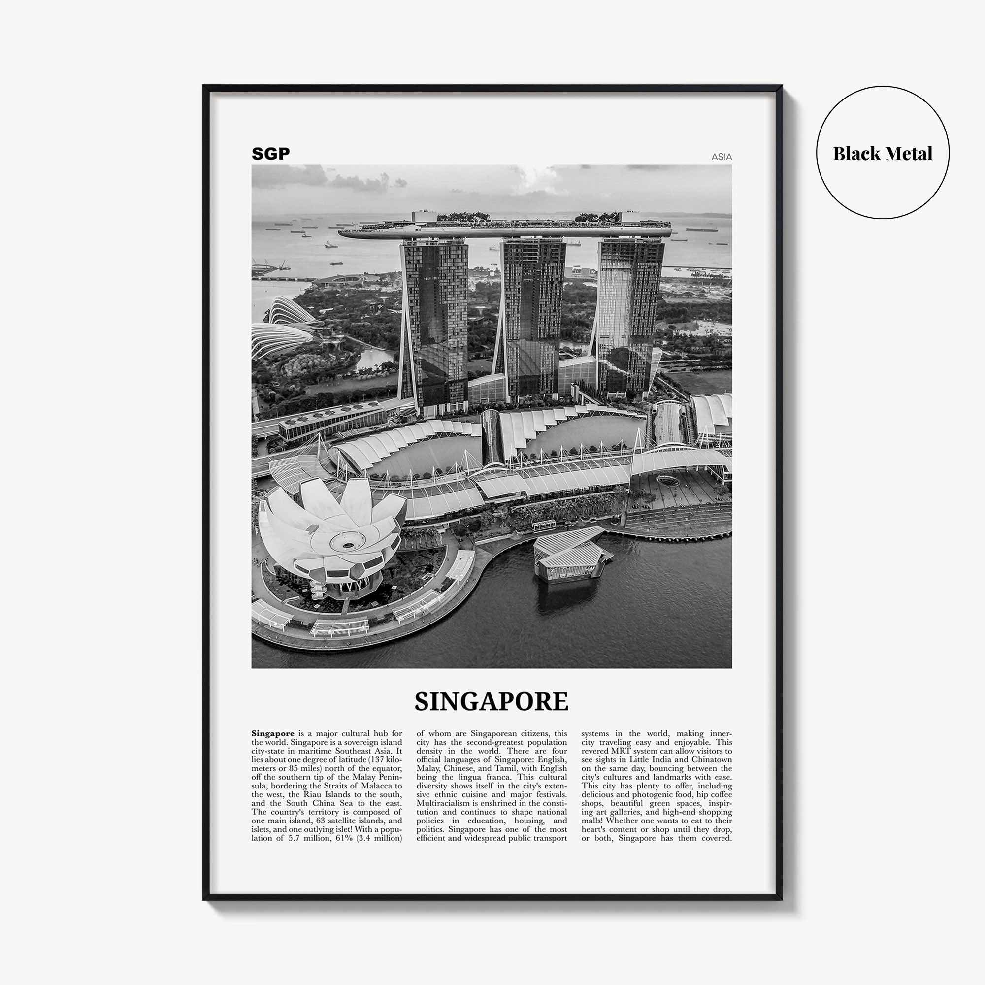 Singapore Print Black and White No 3, Singapore Wall Art, Singapore Poster, Singapore Photo, Singapore Wall Decor, Malay, Malaysia, Asia