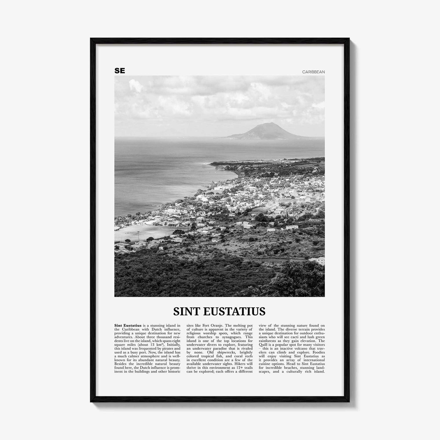 Sint Eustatius Print Black and White, Sint Eustatius Wall Art, Sint Eustatius Poster, Sint Eustatius Photo, Sint Eustatius Décor, Caribbean