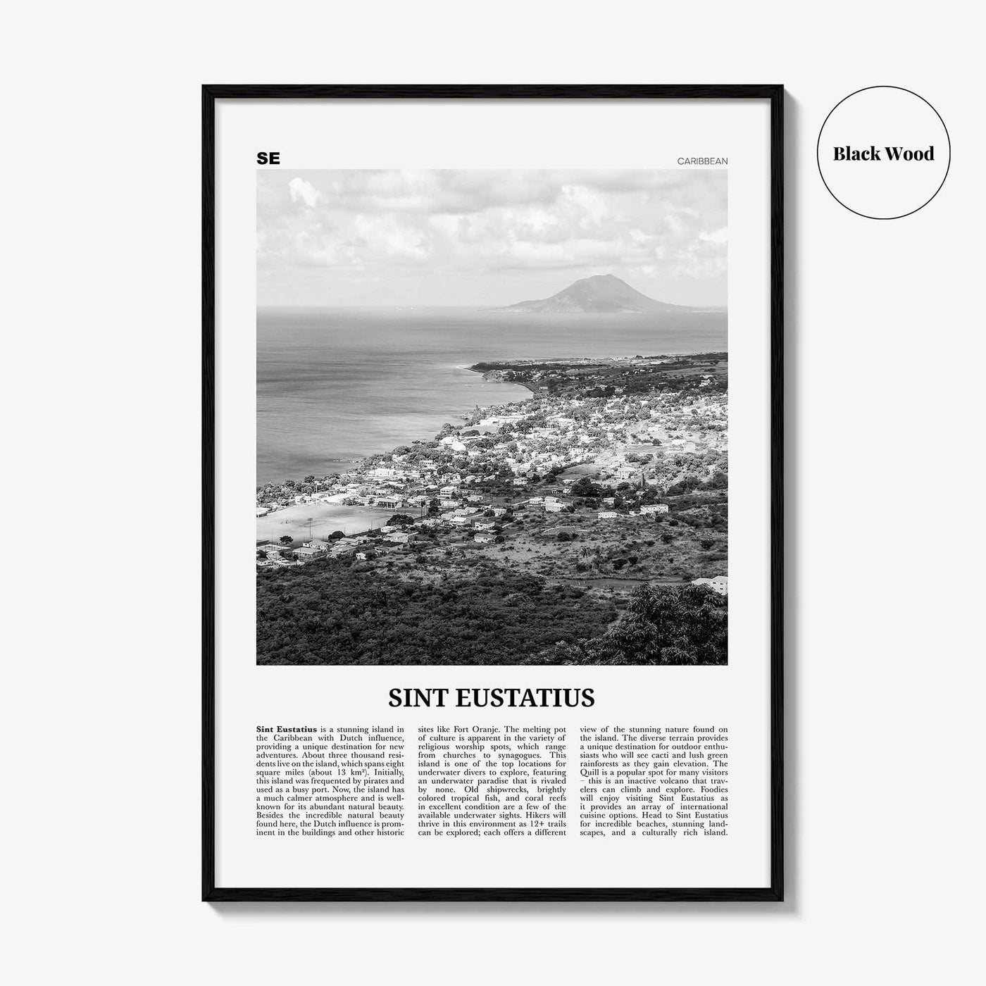 Sint Eustatius Print Black and White, Sint Eustatius Wall Art, Sint Eustatius Poster, Sint Eustatius Photo, Sint Eustatius Décor, Caribbean