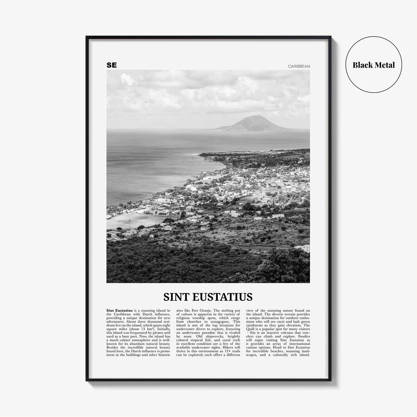 Sint Eustatius Print Black and White, Sint Eustatius Wall Art, Sint Eustatius Poster, Sint Eustatius Photo, Sint Eustatius Décor, Caribbean