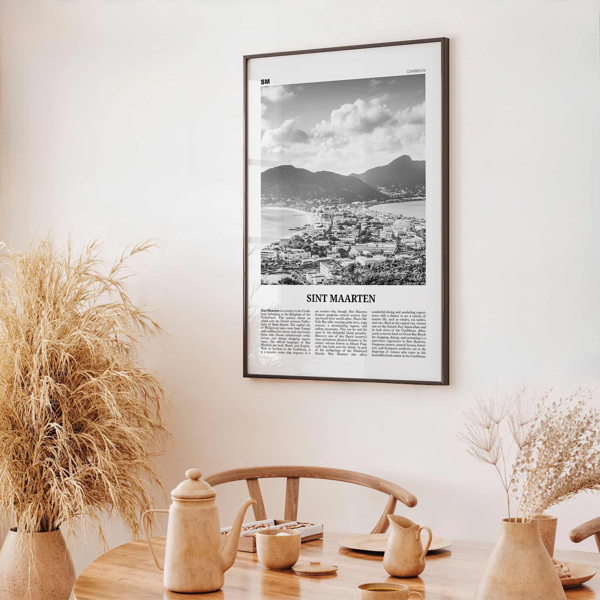 Sint Maarten Print Black and White No 1, Sint Maarten Wall Art, Sint Maarten Poster, Sint Maarten Photo, Sint Maarten Map, Caribbean
