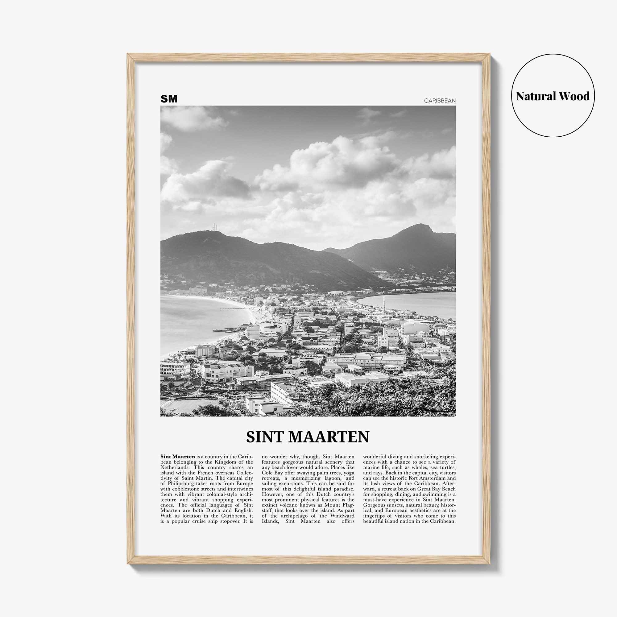 Sint Maarten Print Black and White No 1, Sint Maarten Wall Art, Sint Maarten Poster, Sint Maarten Photo, Sint Maarten Map, Caribbean