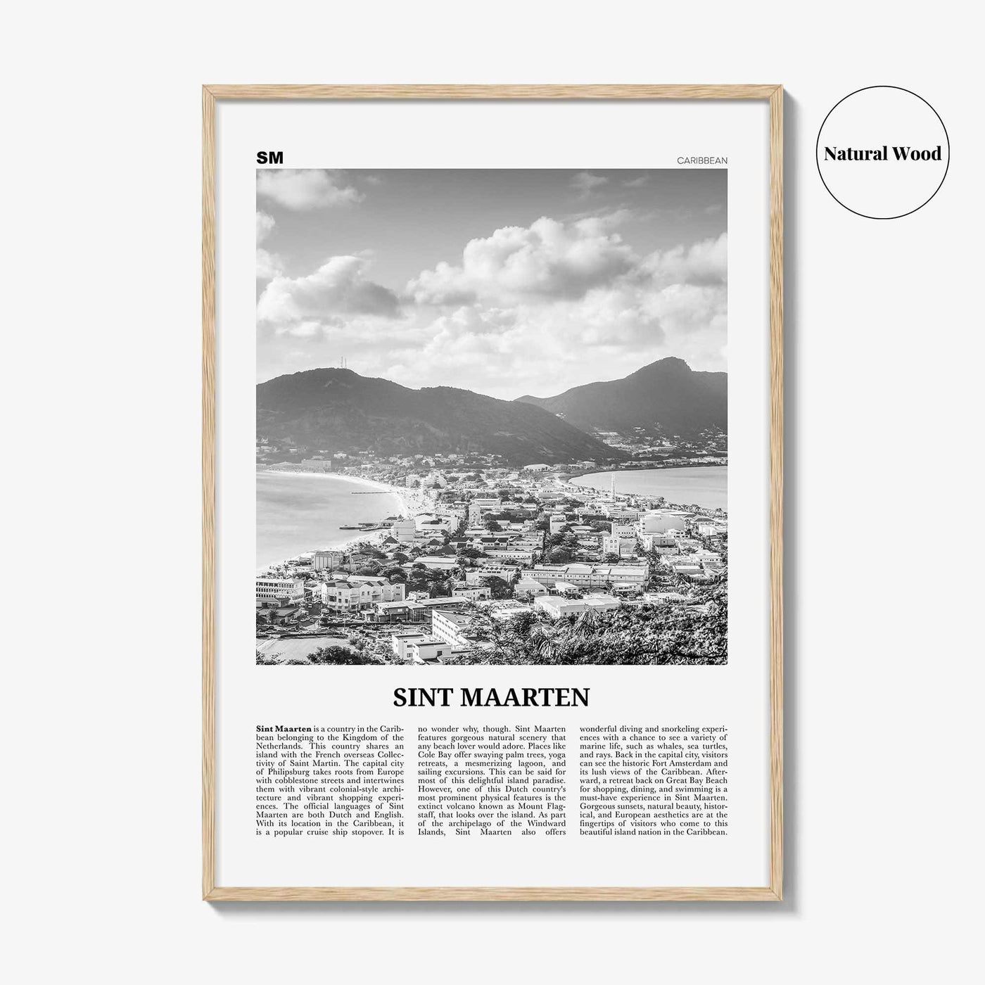 Sint Maarten Print Black and White No 1, Sint Maarten Wall Art, Sint Maarten Poster, Sint Maarten Photo, Sint Maarten Map, Caribbean