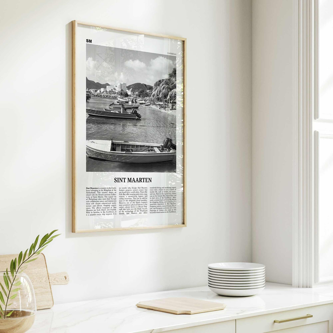 Sint Maarten Print Black and White No 2, Sint Maarten Wall Art, Sint Maarten Poster, Sint Maarten Photo, Sint Maarten Map, Caribbean