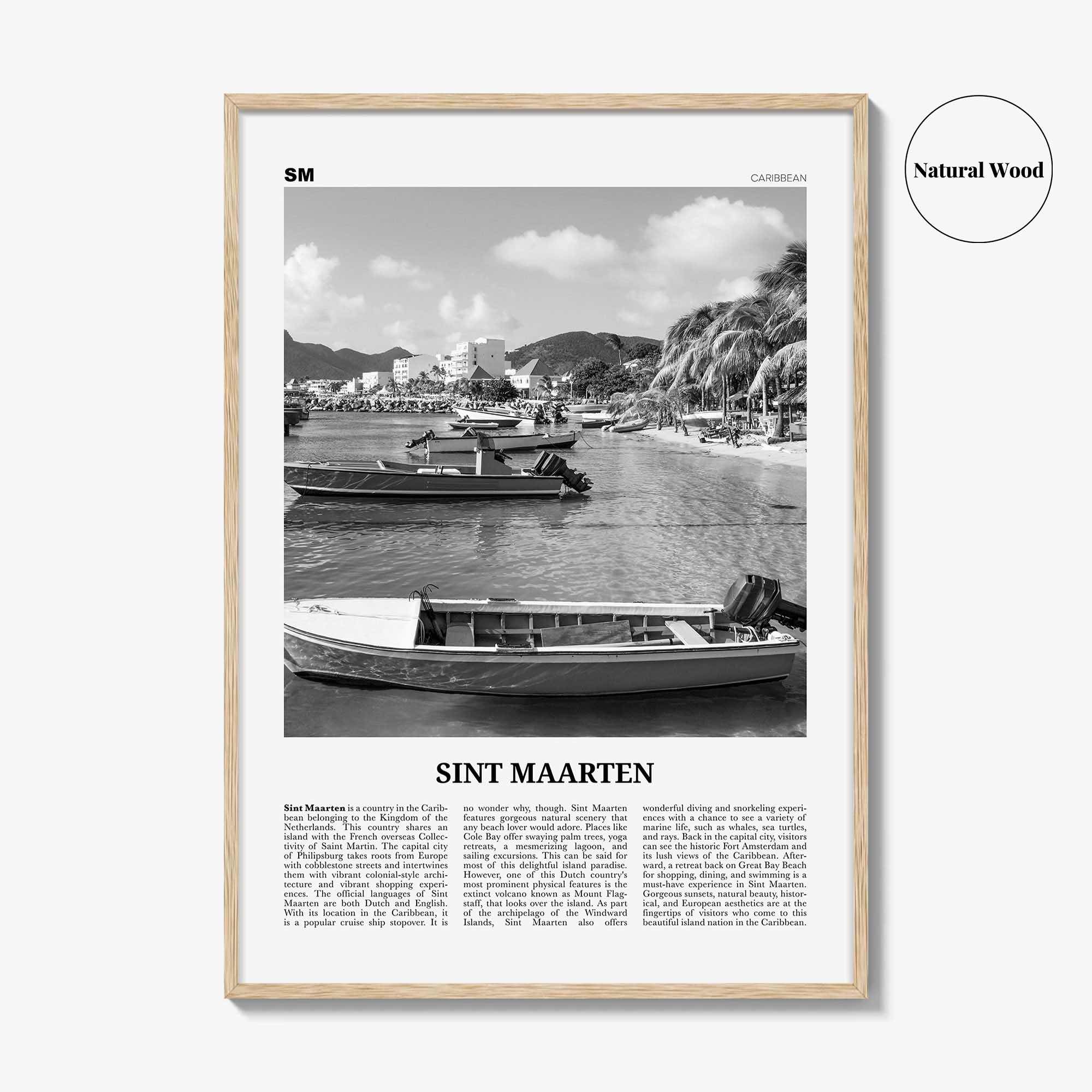 Sint Maarten Print Black and White No 2, Sint Maarten Wall Art, Sint Maarten Poster, Sint Maarten Photo, Sint Maarten Map, Caribbean