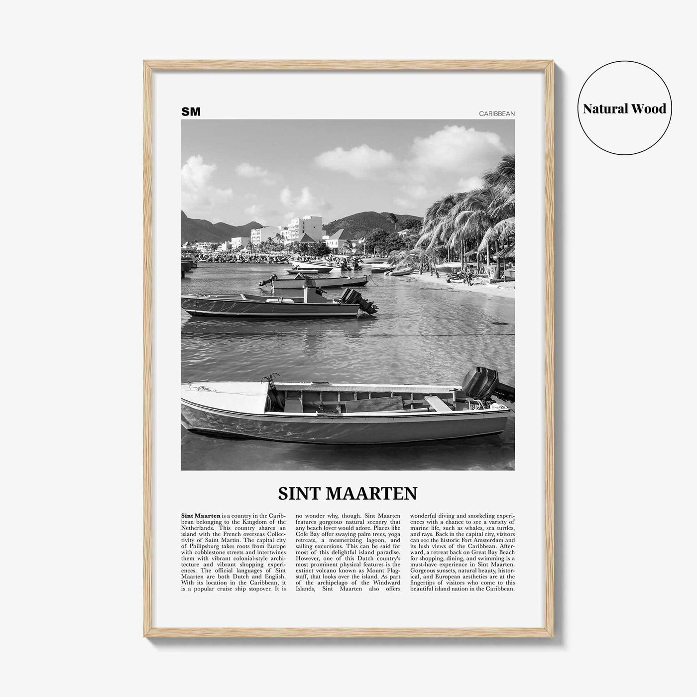 Sint Maarten Print Black and White No 2, Sint Maarten Wall Art, Sint Maarten Poster, Sint Maarten Photo, Sint Maarten Map, Caribbean