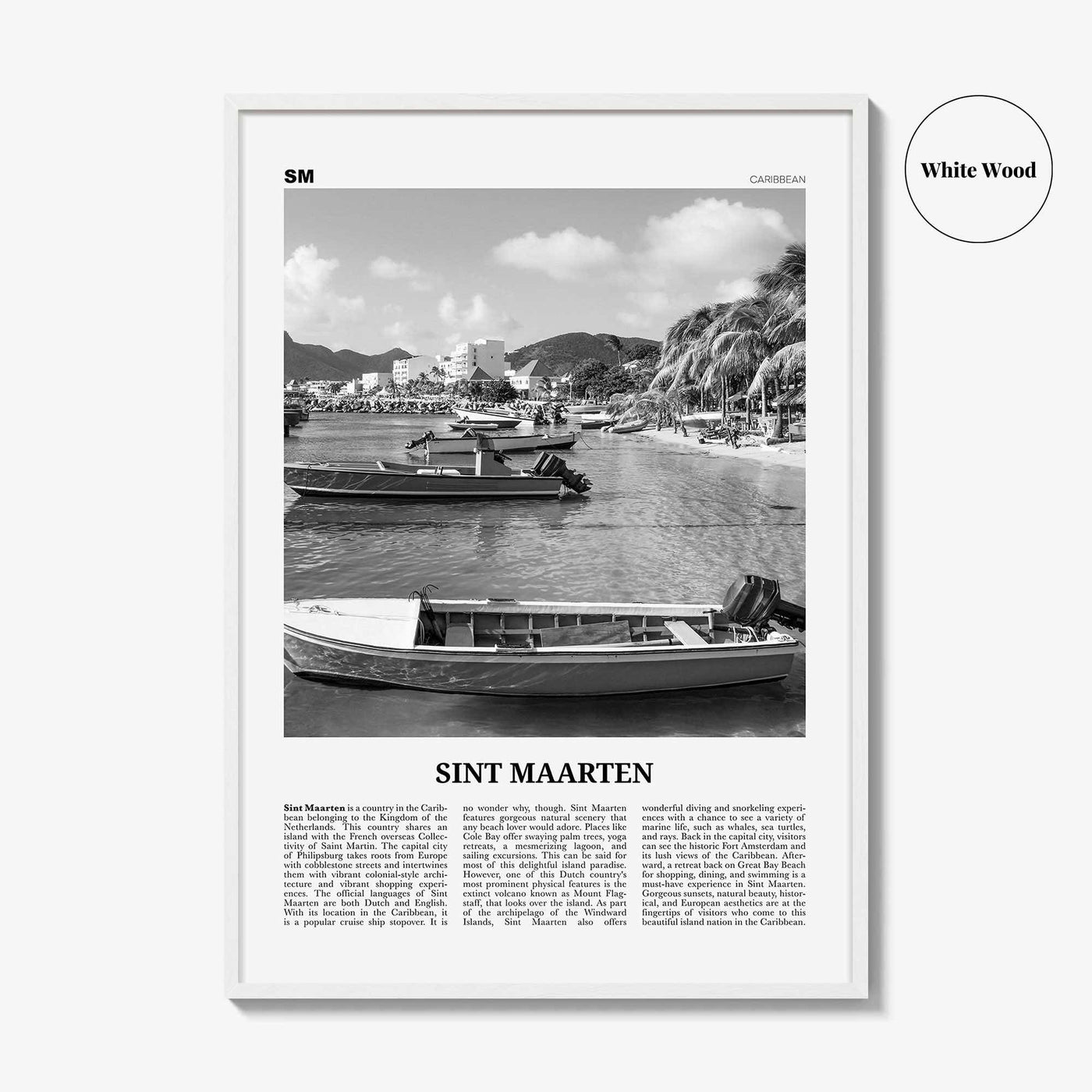 Sint Maarten Print Black and White No 2, Sint Maarten Wall Art, Sint Maarten Poster, Sint Maarten Photo, Sint Maarten Map, Caribbean