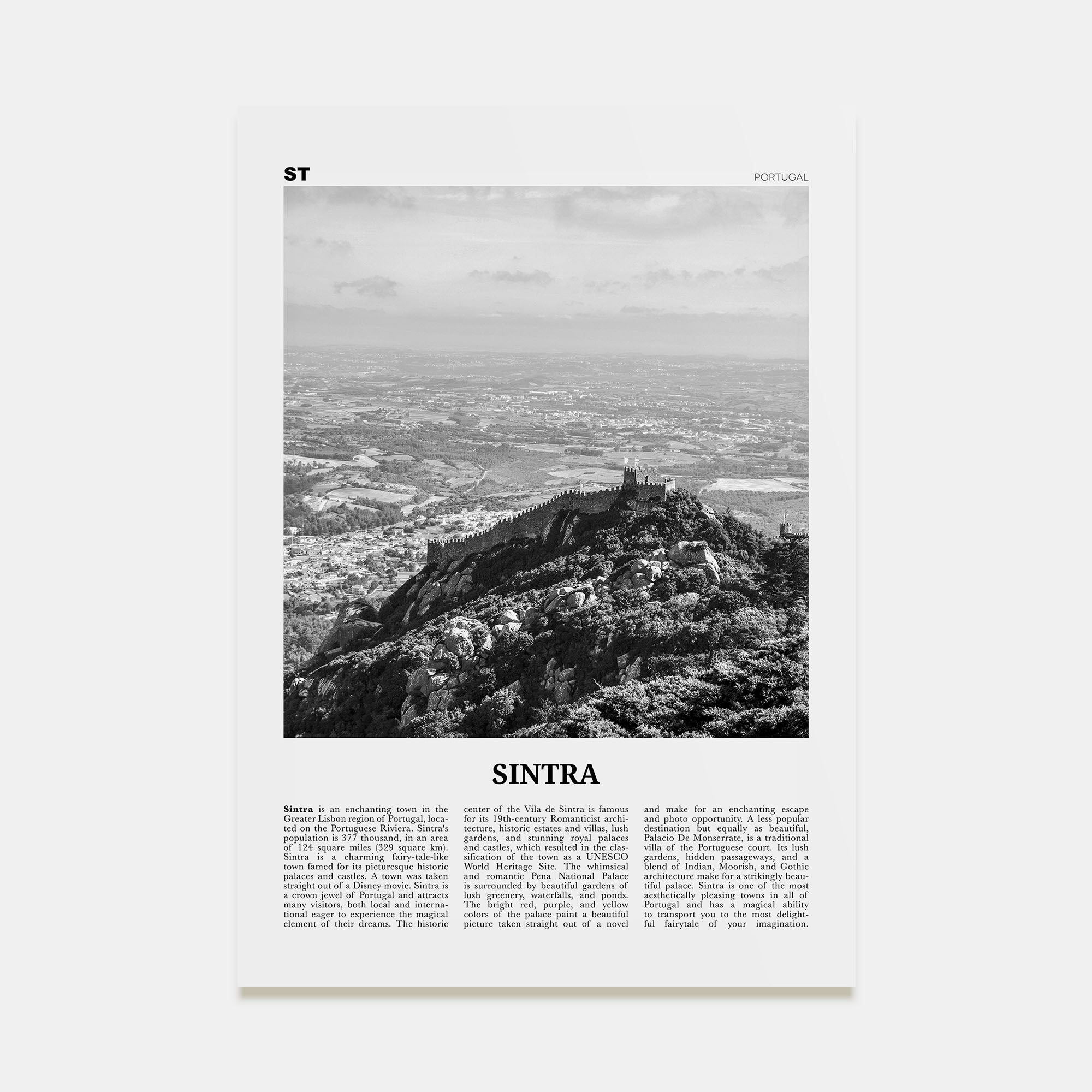 Sintra Travel B&W Poster