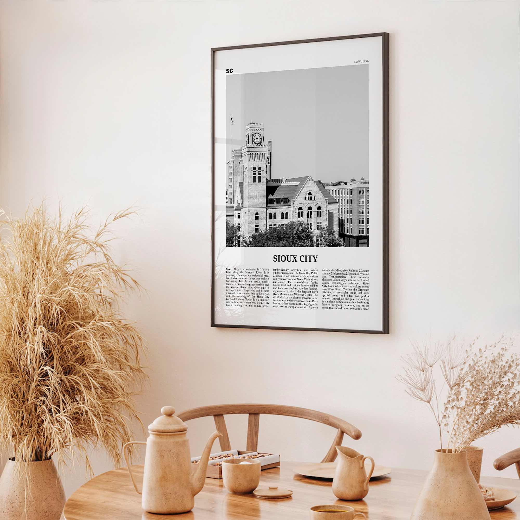 Sioux City Print Black and White, Sioux City Wall Art, Sioux City Poster, Sioux City Photo, Sioux City Wall Décor, Sioux City Map, Iowa, USA