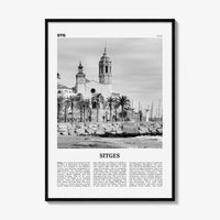 Sitges Print Black and White, Sitges Wall Art, Sitges Poster, Sitges Photo, Sitges Wall Décor, Sitges Map, Spain