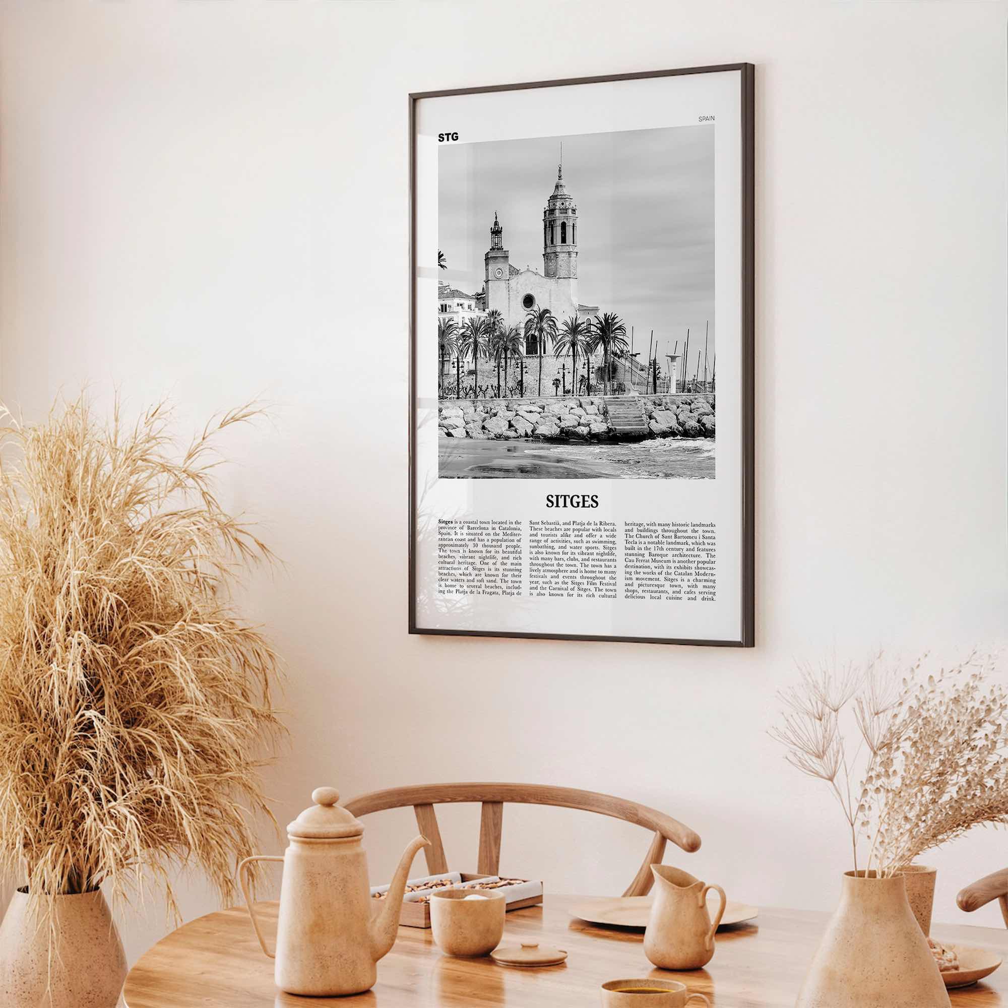 Sitges Print Black and White, Sitges Wall Art, Sitges Poster, Sitges Photo, Sitges Wall Décor, Sitges Map, Spain