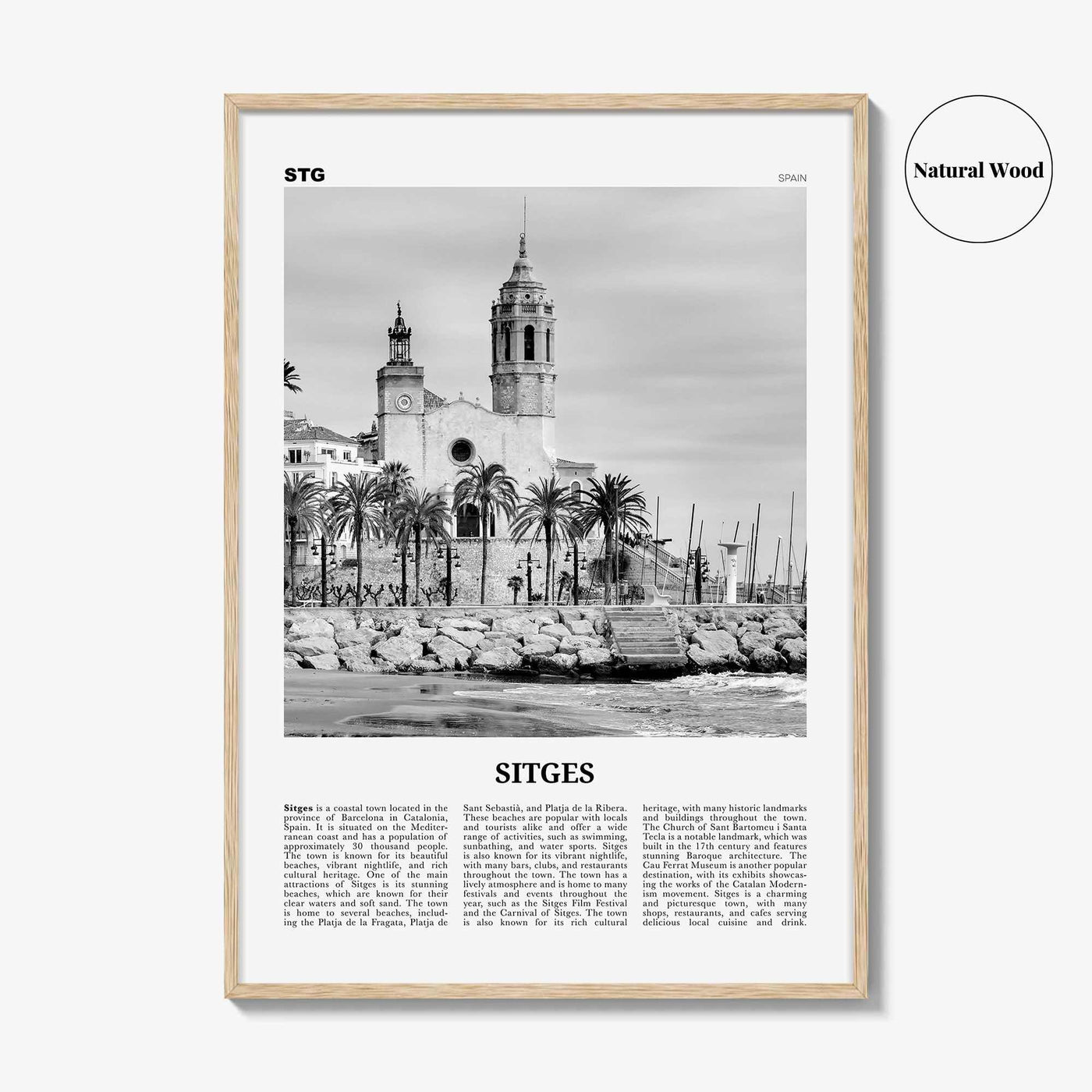 Sitges Print Black and White, Sitges Wall Art, Sitges Poster, Sitges Photo, Sitges Wall Décor, Sitges Map, Spain