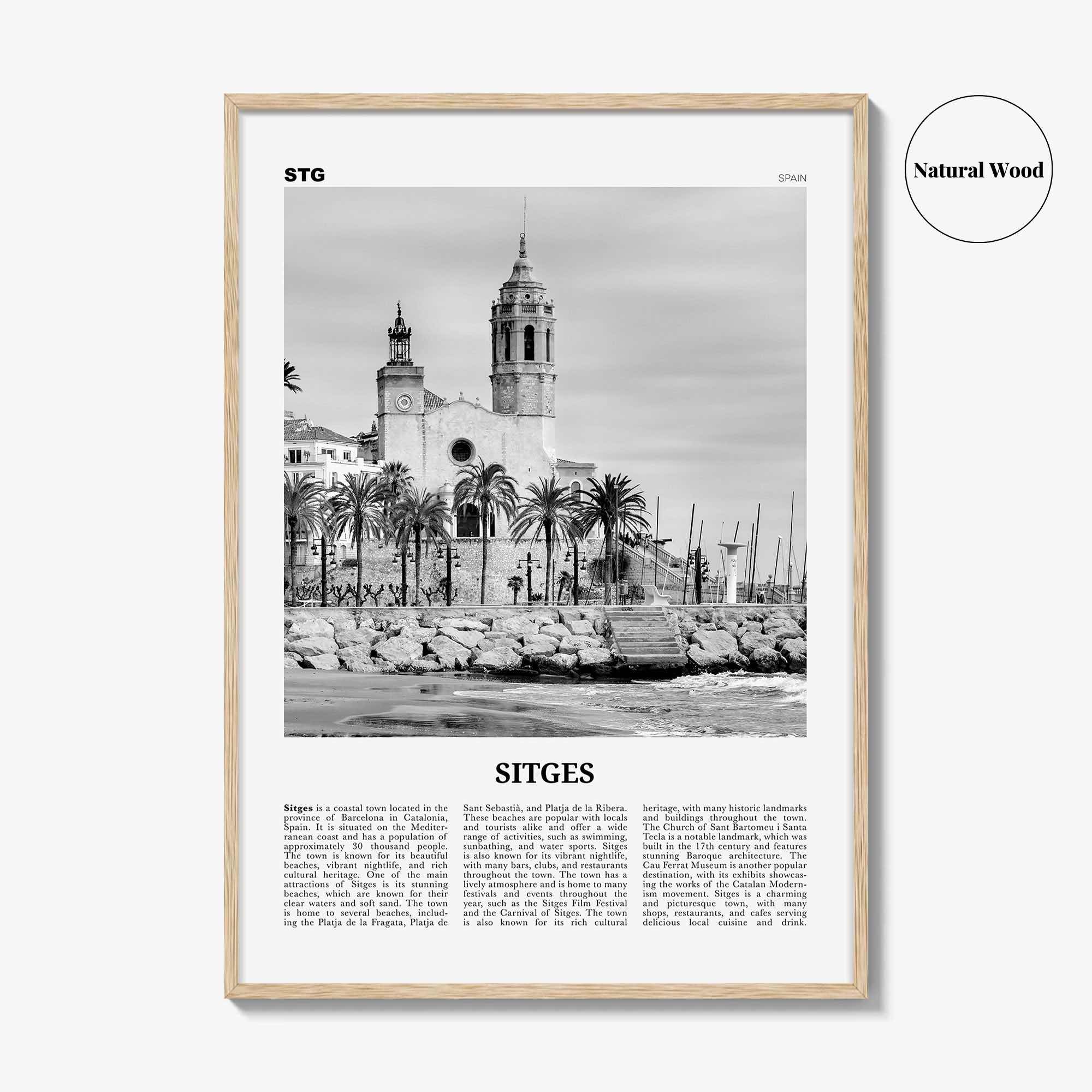 Sitges Print Black and White, Sitges Wall Art, Sitges Poster, Sitges Photo, Sitges Wall Décor, Sitges Map, Spain