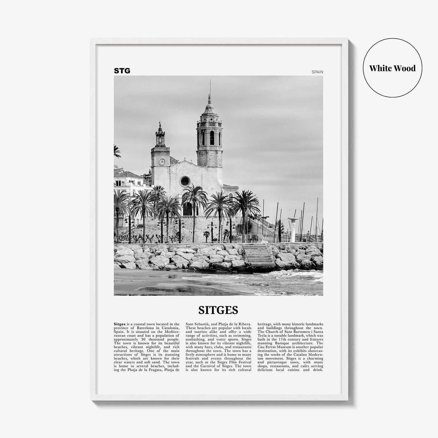 Sitges Print Black and White, Sitges Wall Art, Sitges Poster, Sitges Photo, Sitges Wall Décor, Sitges Map, Spain