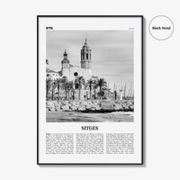 Sitges Print Black and White, Sitges Wall Art, Sitges Poster, Sitges Photo, Sitges Wall Décor, Sitges Map, Spain