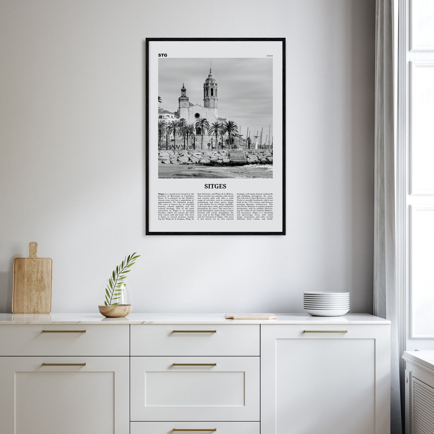 Sitges Travel B&W Poster