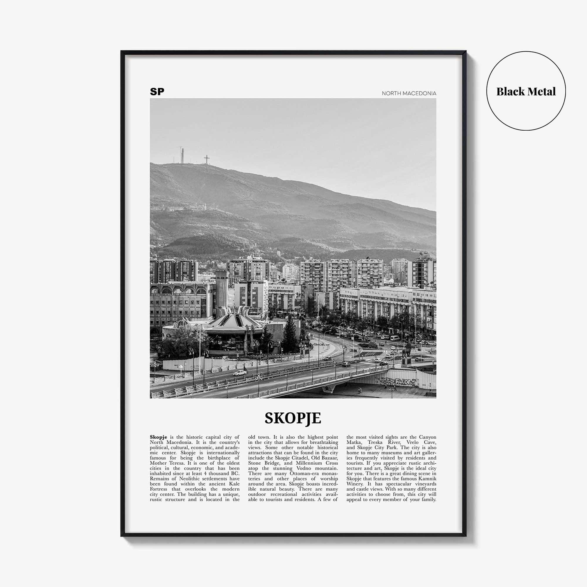Skopje Print Black and White, Skopje Wall Art, Skopje Poster, Skopje Photo, Skopje Wall Décor, North Macedonia, Скопје, Shkup
