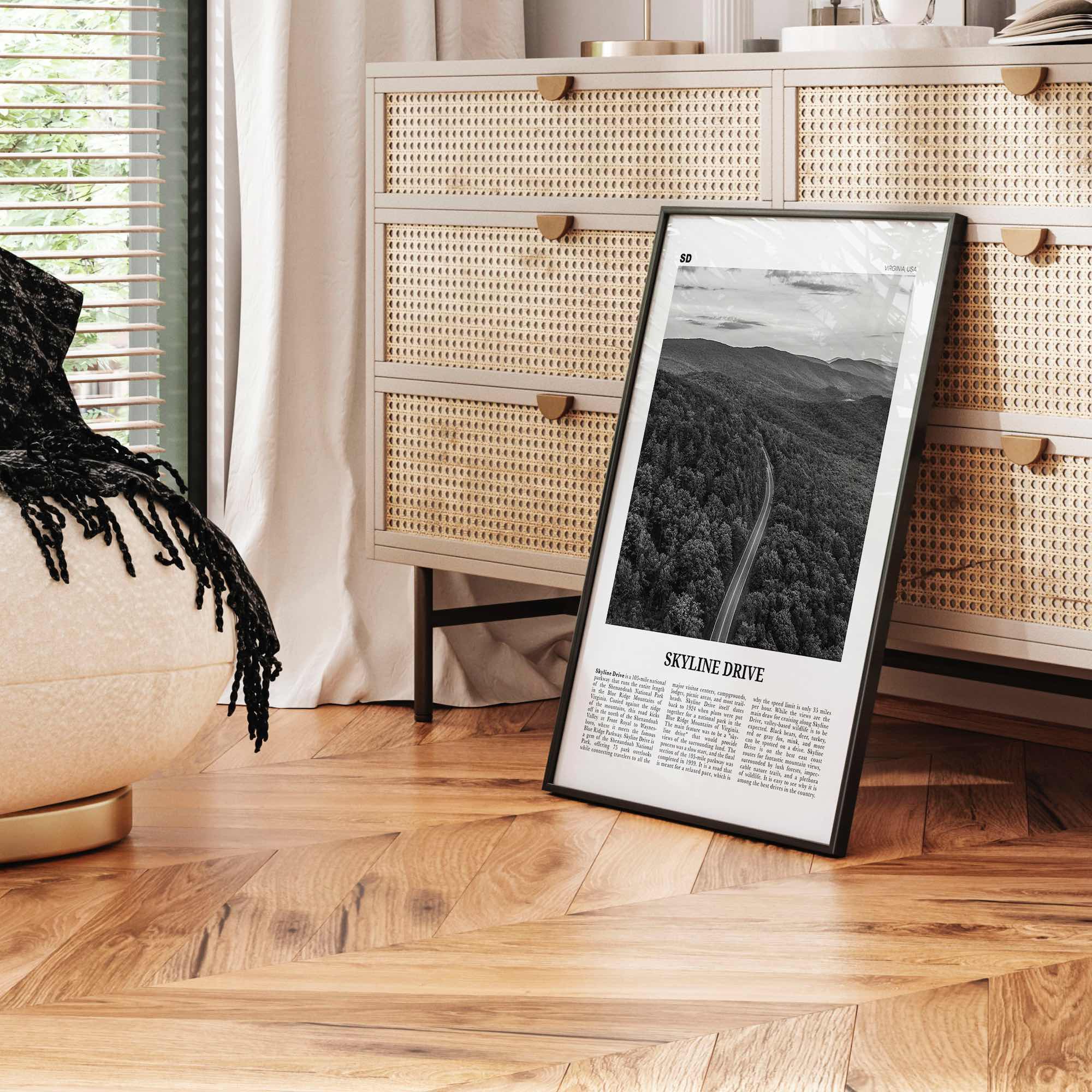 Skyline Drive Print Black and White, Skyline Drive Art, Skyline Drive Poster, Skyline Drive Photo, Skyline Drive Décor, Skyline Drive Map