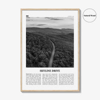 Skyline Drive Print Black and White, Skyline Drive Art, Skyline Drive Poster, Skyline Drive Photo, Skyline Drive Décor, Skyline Drive Map