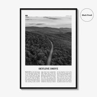 Skyline Drive Print Black and White, Skyline Drive Art, Skyline Drive Poster, Skyline Drive Photo, Skyline Drive Décor, Skyline Drive Map