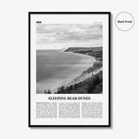 Sleeping Bear Dunes Print Black and White, Wall Art, Sleeping Poster, Sleeping Bear Photo, Wall Décor, Sleeping Bear Map
