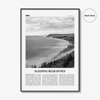 Sleeping Bear Dunes Print Black and White, Wall Art, Sleeping Poster, Sleeping Bear Photo, Wall Décor, Sleeping Bear Map